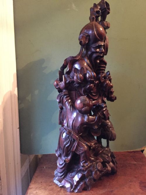 fig 1. Large late C19th Chinese carved hardwood figure group.