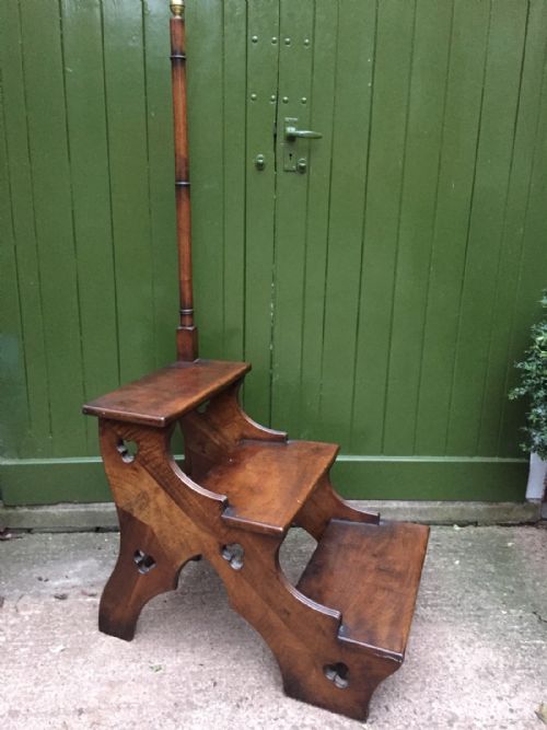 Set of Late C19th Mahogany Library Steps in the Regency Taste.
