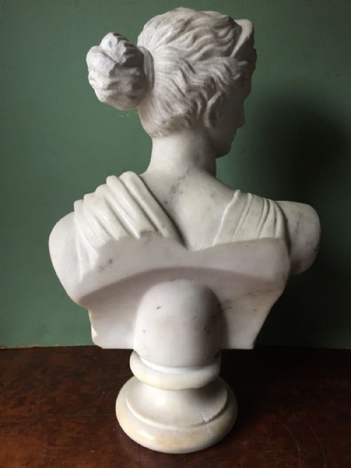 fig 2. Early C19th carved white statuary marble bust study of Diana.