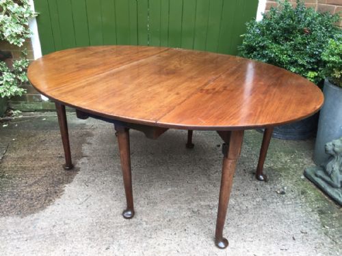 C18th George III Period Mahogany Oval Drop-leaf Dining Table .