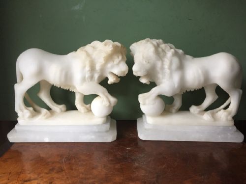 fig 1. Pair of late C19th Italian carved alabaster 'Grand Tour' souvenir