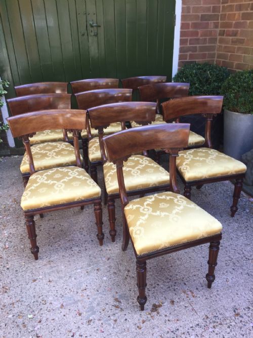 fig 1. Superb set of 10 C19th William IV period mahogany dining chairs .