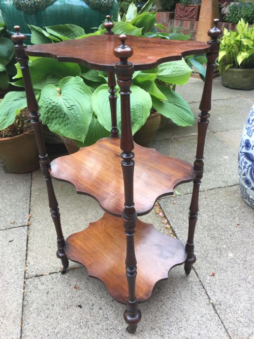 Mid C19th Rosewood 3-Tier Etagere of Neat Scale and Proportions.