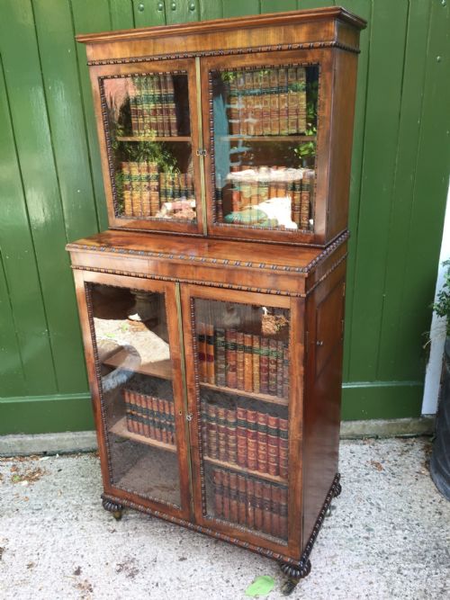fig 1. Early C19th George IV period mahogany 'dwarf' glazed bookcase.