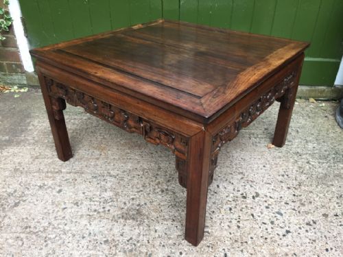 Late C19th Chinese Qing Dynasty Carved Hardwood 'Kang' Table of Practical Proportions.