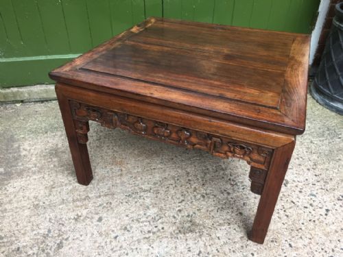 fig 1. Late C19th Chinese Qing Dynasty carved hardwood 'kang' table of practical proportions.