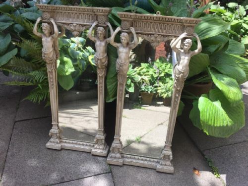 fig 1. Pair of small late C18th Neo-classical design pier mirrors in the manner of Robert Adam .