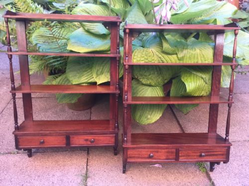fig 1. Pair of early C20th Chippendale revival style mahogany wall-hanging display shelves .