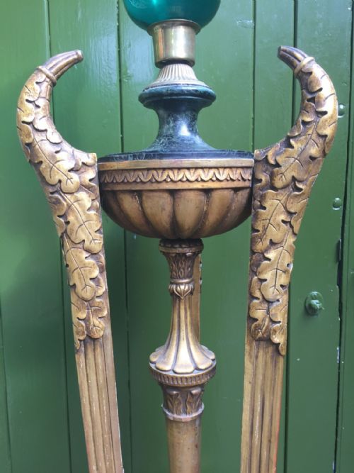 fig 1. Impressive pair of early C20th giltwood floor-standing candle-lamps or torcheres in the C18th neo-classical Adam style.