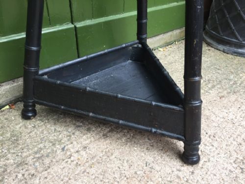 UNUSUAL AND DECORATIVE LATE C19TH FRENCH EBONISED HAT COAT AND STICKSTAND FORMED AS 3 CROSSED HALBERDS OR PIKES - ADDITIONAL PHOTO 12