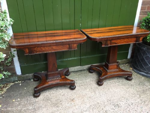 fig 1. Fine pair of early C19th George IV period rosewood fold-over card tables in the manner of Gillows of Lancaster.