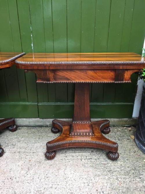 fig 3. Fine pair of early C19th George IV period rosewood fold-over card tables in the manner of Gillows of Lancaster.