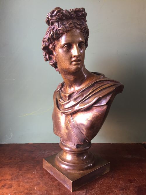 fig 1. C19th Italian bronze 'Grand Tour' souvenir bust , after the antique, of the Apollo Belvedere.