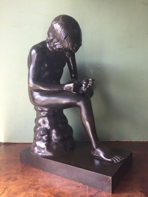 C19th French Bronze 'Grand Tour' Souvenir Sculpture, After the Antique, of "Spinario ".