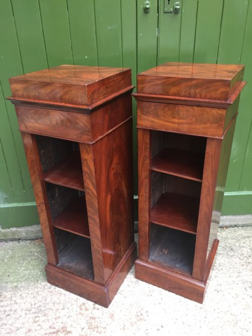Smart Pair of Early C19th French Mahogany Pedestal Bookcases or Side Cabinets.