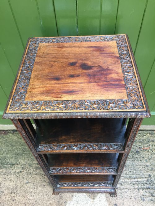 fig 1. Late C19th Anglo-Indian carved padouk revolving bookcase.