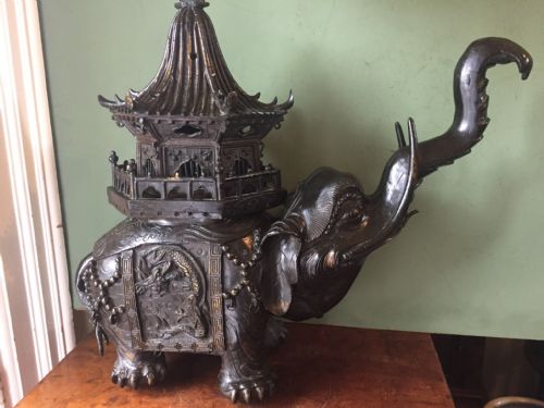 fig 1. Impressive late C19th Chinese bronze incense burner modelled as an elephant.