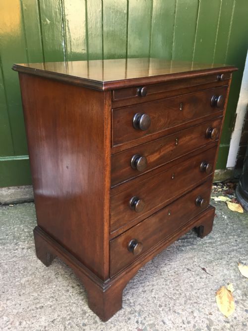 fig 1. Neat C19th mahogany chest of drawers of late C18th design.