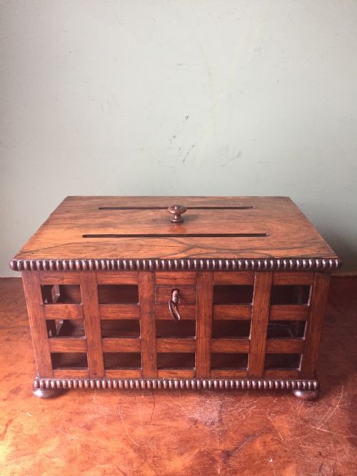 fig 1. Fine quality early C19th Regency period rosewood correspondence or letter-box desktop casket.