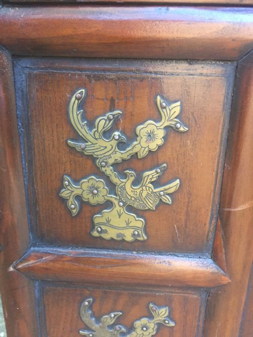 fig 1. Late C19th Korean brass-bound elm cabinet or 'Tansu' of low proportions .