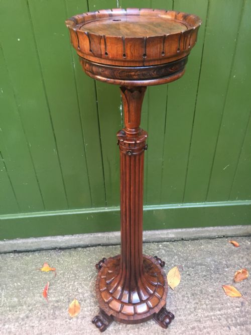 Rare Early C19th George IV Period Carved Rosewood Jardiniere Stand or Crocus Table in the Manner of the Cabinet-maker Thomas King (1790-1839)
