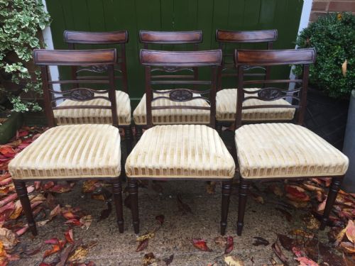 fig 1. Fine set of 6 late C18th George III period mahogany dining chairs