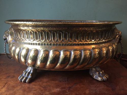 C18th Dutch or Flemish Oval Brass Jardiniere or Wine Cooler.