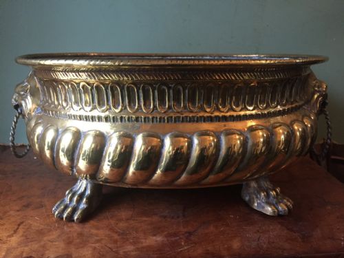 fig 1. C18th Dutch or Flemish oval brass jardiniere or wine cooler.