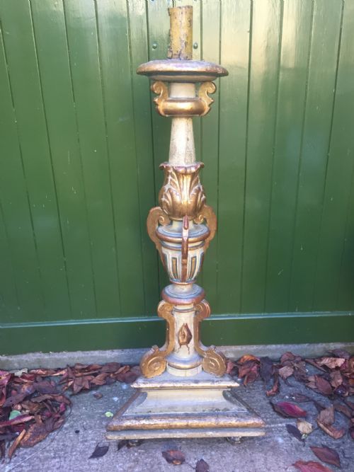 LARGE PAIR OF C18TH GILTWOOD DECORATED BAROQUE STYLE ALTARTYPE CANDLEHOLDERS OF IMPRESSIVE PROPORTIONS - ADDITIONAL PHOTO 19