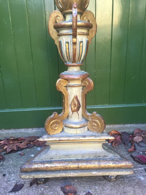 LARGE PAIR OF C18TH GILTWOOD DECORATED BAROQUE STYLE ALTARTYPE CANDLEHOLDERS OF IMPRESSIVE PROPORTIONS - ADDITIONAL PHOTO 20