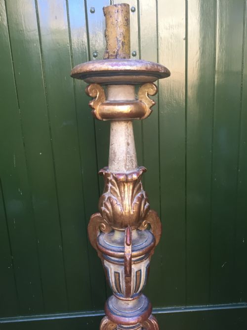 LARGE PAIR OF C18TH GILTWOOD DECORATED BAROQUE STYLE ALTARTYPE CANDLEHOLDERS OF IMPRESSIVE PROPORTIONS - ADDITIONAL PHOTO 21