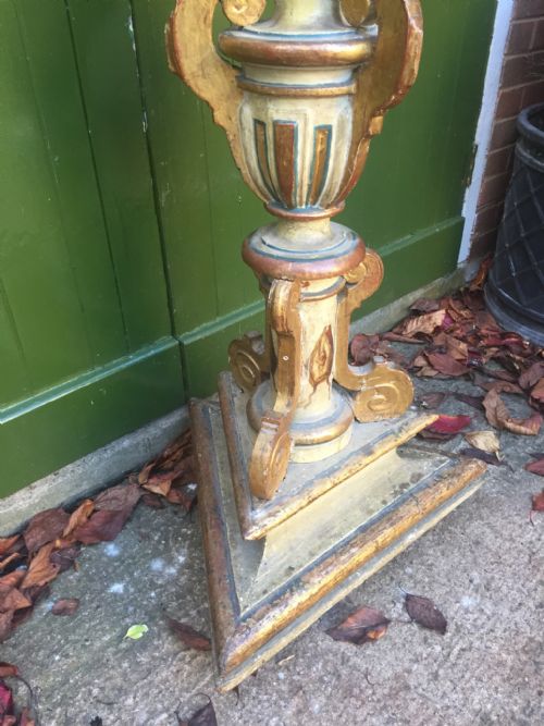 LARGE PAIR OF C18TH GILTWOOD DECORATED BAROQUE STYLE ALTARTYPE CANDLEHOLDERS OF IMPRESSIVE PROPORTIONS - ADDITIONAL PHOTO 24