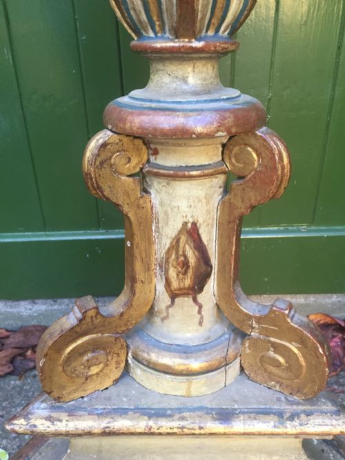LARGE PAIR OF C18TH GILTWOOD DECORATED BAROQUE STYLE ALTARTYPE CANDLEHOLDERS OF IMPRESSIVE PROPORTIONS - ADDITIONAL PHOTO 25