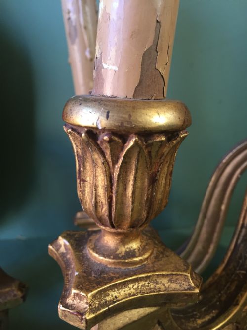 SET OF 4 EARLY C20TH ITALIAN CARVED GILTWOOD 3BRANCH WALLLIGHTS OR SCONCES - ADDITIONAL PHOTO 6