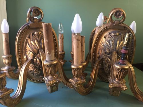 SET OF 4 EARLY C20TH ITALIAN CARVED GILTWOOD 3BRANCH WALLLIGHTS OR SCONCES - ADDITIONAL PHOTO 11
