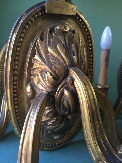 SET OF 4 EARLY C20TH ITALIAN CARVED GILTWOOD 3BRANCH WALLLIGHTS OR SCONCES - ADDITIONAL PHOTO 12