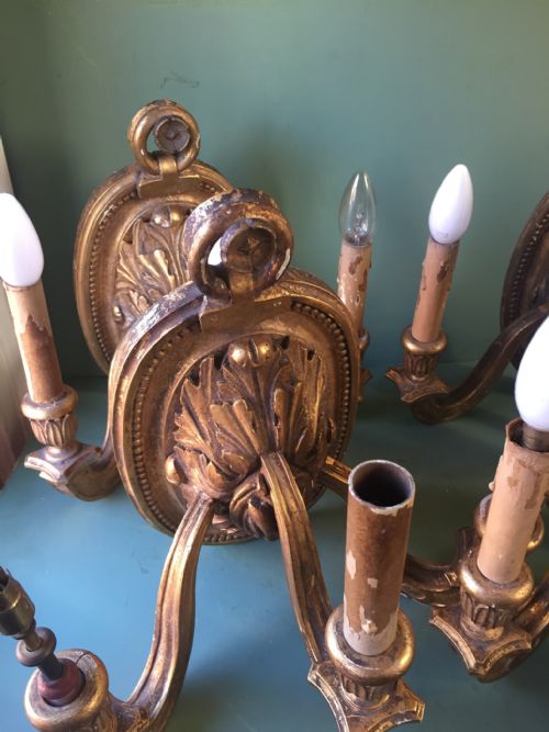 SET OF 4 EARLY C20TH ITALIAN CARVED GILTWOOD 3BRANCH WALLLIGHTS OR SCONCES - ADDITIONAL PHOTO 13