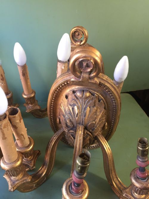 SET OF 4 EARLY C20TH ITALIAN CARVED GILTWOOD 3BRANCH WALLLIGHTS OR SCONCES - ADDITIONAL PHOTO 14