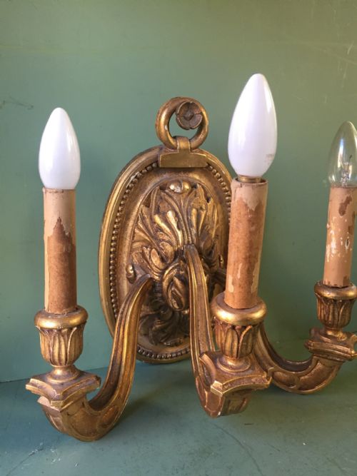 SET OF 4 EARLY C20TH ITALIAN CARVED GILTWOOD 3BRANCH WALLLIGHTS OR SCONCES - ADDITIONAL PHOTO 16