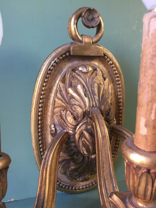 SET OF 4 EARLY C20TH ITALIAN CARVED GILTWOOD 3BRANCH WALLLIGHTS OR SCONCES - ADDITIONAL PHOTO 17
