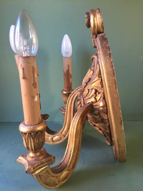 SET OF 4 EARLY C20TH ITALIAN CARVED GILTWOOD 3BRANCH WALLLIGHTS OR SCONCES - ADDITIONAL PHOTO 22