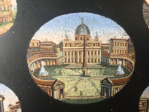 fig 2. Fine late C19th Italian 'Grand Tour' souvenir marble paperweight with micro-mosaic scenic panels.