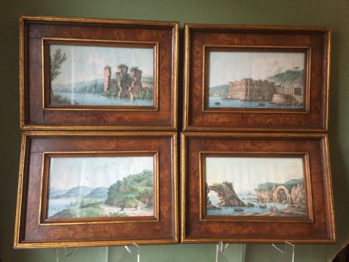 Set of 4 C19th Italian Framed Miniature Watercolours .