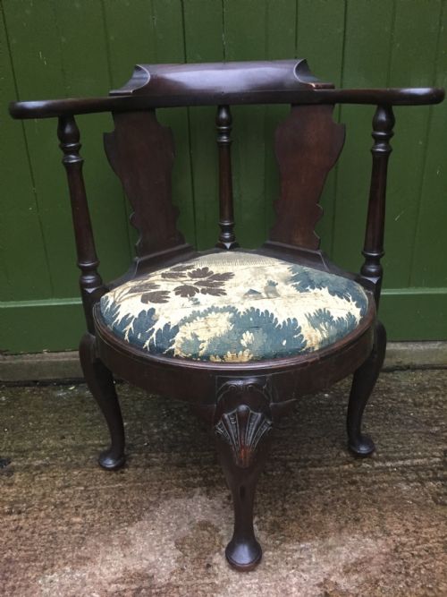 fig 2. Mid C18th George II period mahogany corner or reading armchair.