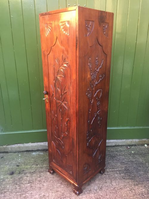 Late C19th Chinese Qing Dynasty Carved Hardwood /'Hongmu' Cabinet with Fitted Interior.
