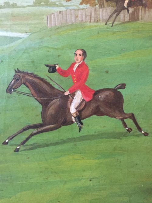 FINE AND RARE EARLY C19TH PAPIERMCH TRAY PAINTED WITH A LANDSCAPE HUNTING SCENE BY JENNENS BETTRIDGE - ADDITIONAL PHOTO 6