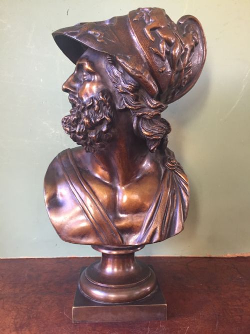 Late C19th 'Grand Tour' Souvenir Bronze Bust Study of the Mythological Greek Hero , Ajax.