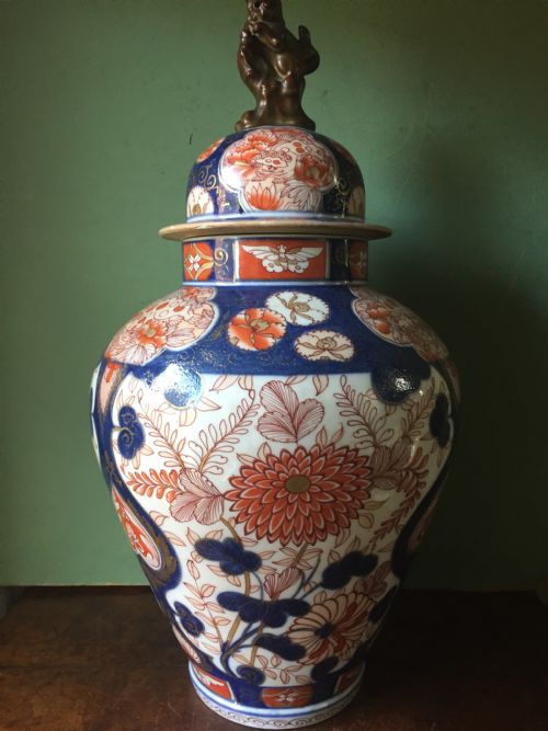 C18th Japanese Imari Pattern Porcelain  Vase and Cover .