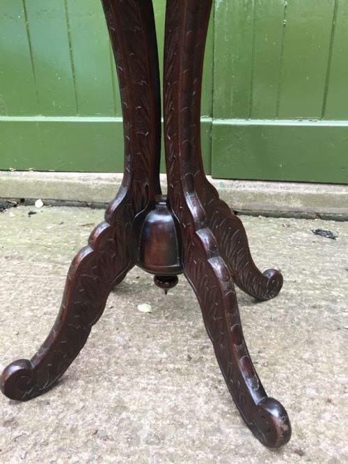 LATE C19TH JAPANESE CARVED CENTRE OR 'DRUM' TYPE TABLE WITH INSET CLOISONN ENAMEL PANEL TOP - ADDITIONAL PHOTO 7