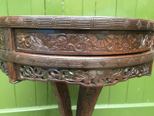 LATE C19TH JAPANESE CARVED CENTRE OR 'DRUM' TYPE TABLE WITH INSET CLOISONN ENAMEL PANEL TOP - ADDITIONAL PHOTO 17